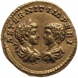Septimius Severus mit Antoninus III. (Caracalla) und Geta (Caesar)