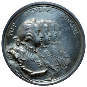 Habsburg: Maria Theresia und Franz I. Stephan / Erzherzöge Joseph (der spätere Kaiser Joseph II.), Karl Joseph, Peter Leopold (der spätere Kaiser Leopold II.) und Ferdinand (auf die gesicherte Thronfolge)